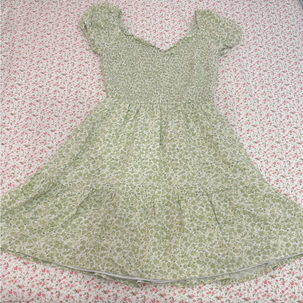 Hollister Womans Green Floral Smock Dress